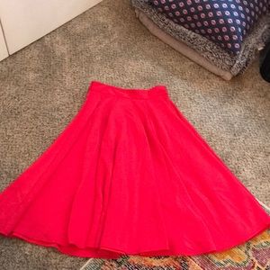 Red scuba a line skirt